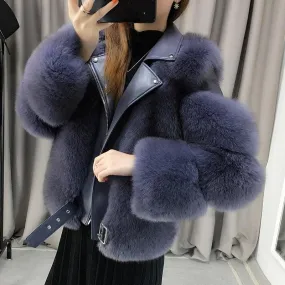 Double-faced Fur Moto & Biker Coat