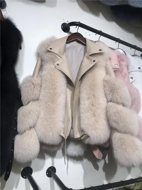 Double-faced Fur Moto & Biker Coat