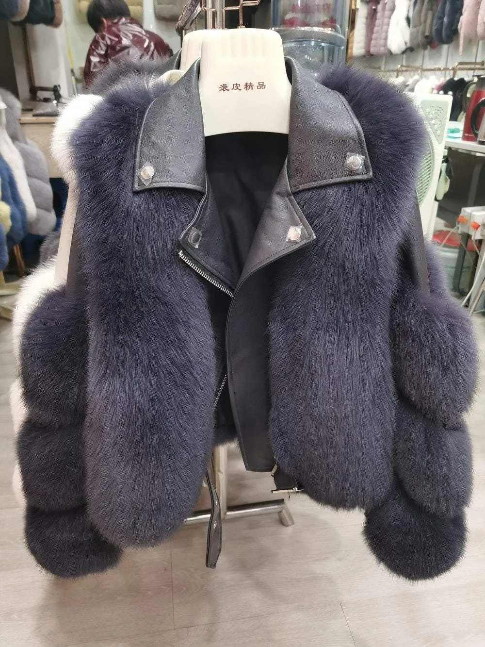 Double-faced Fur Moto & Biker Coat