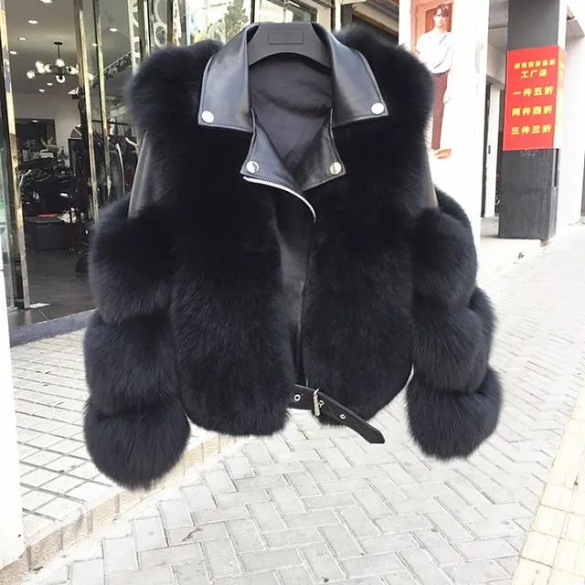 Double-faced Fur Moto & Biker Coat