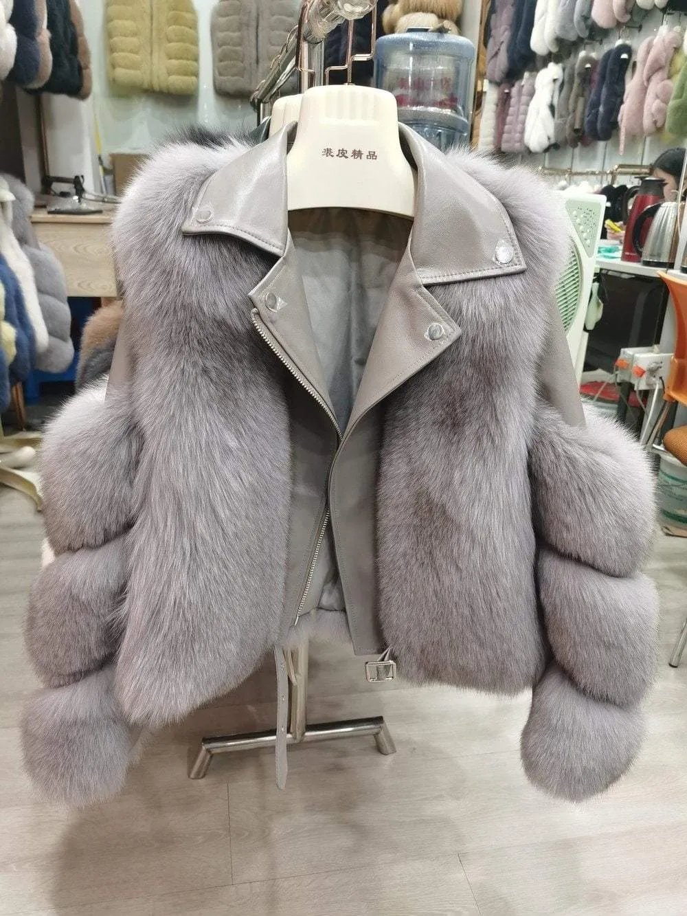 Double-faced Fur Moto & Biker Coat