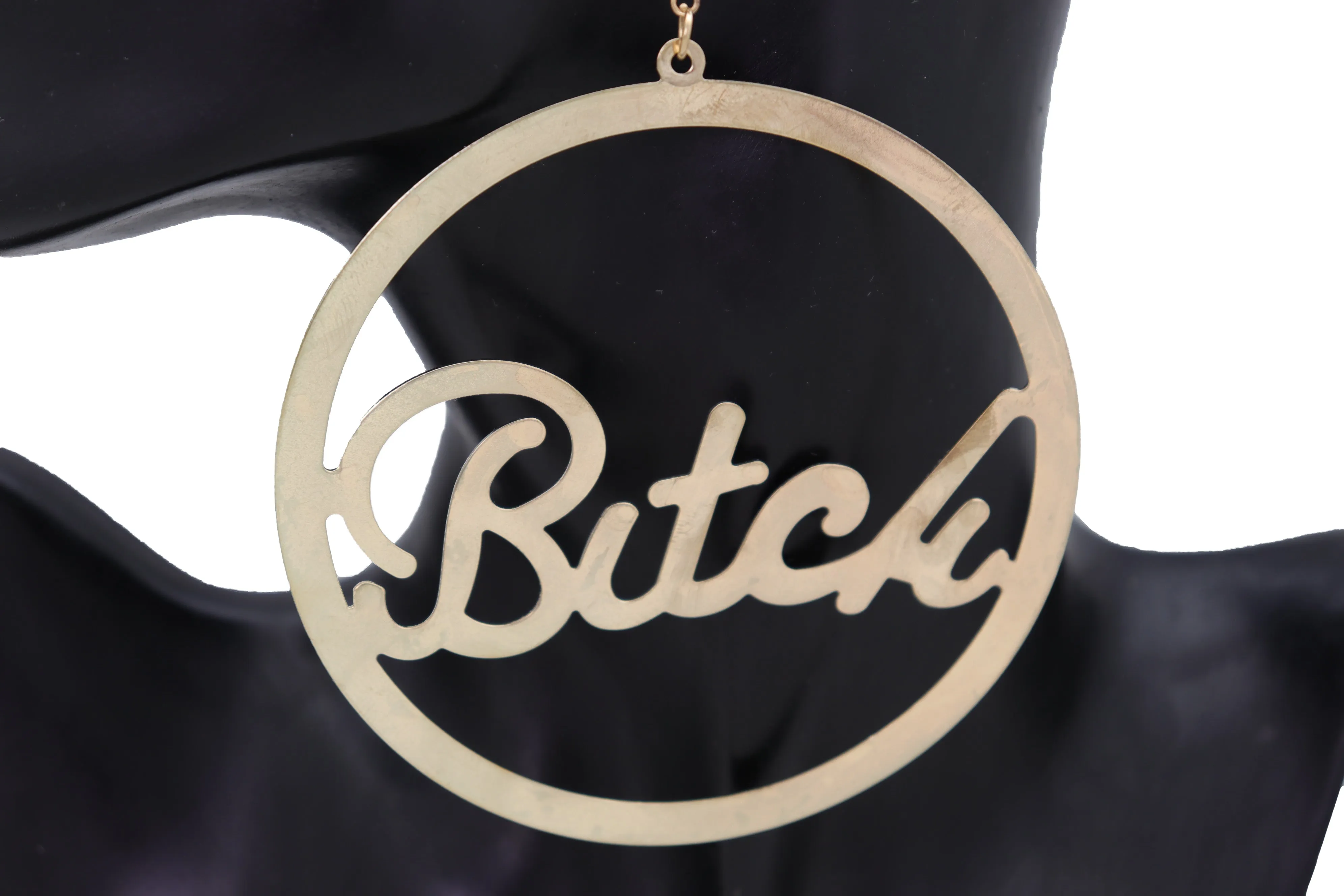 Earrings Set Celebrity Big Hoop Gold Metal BITCH Hip Hop