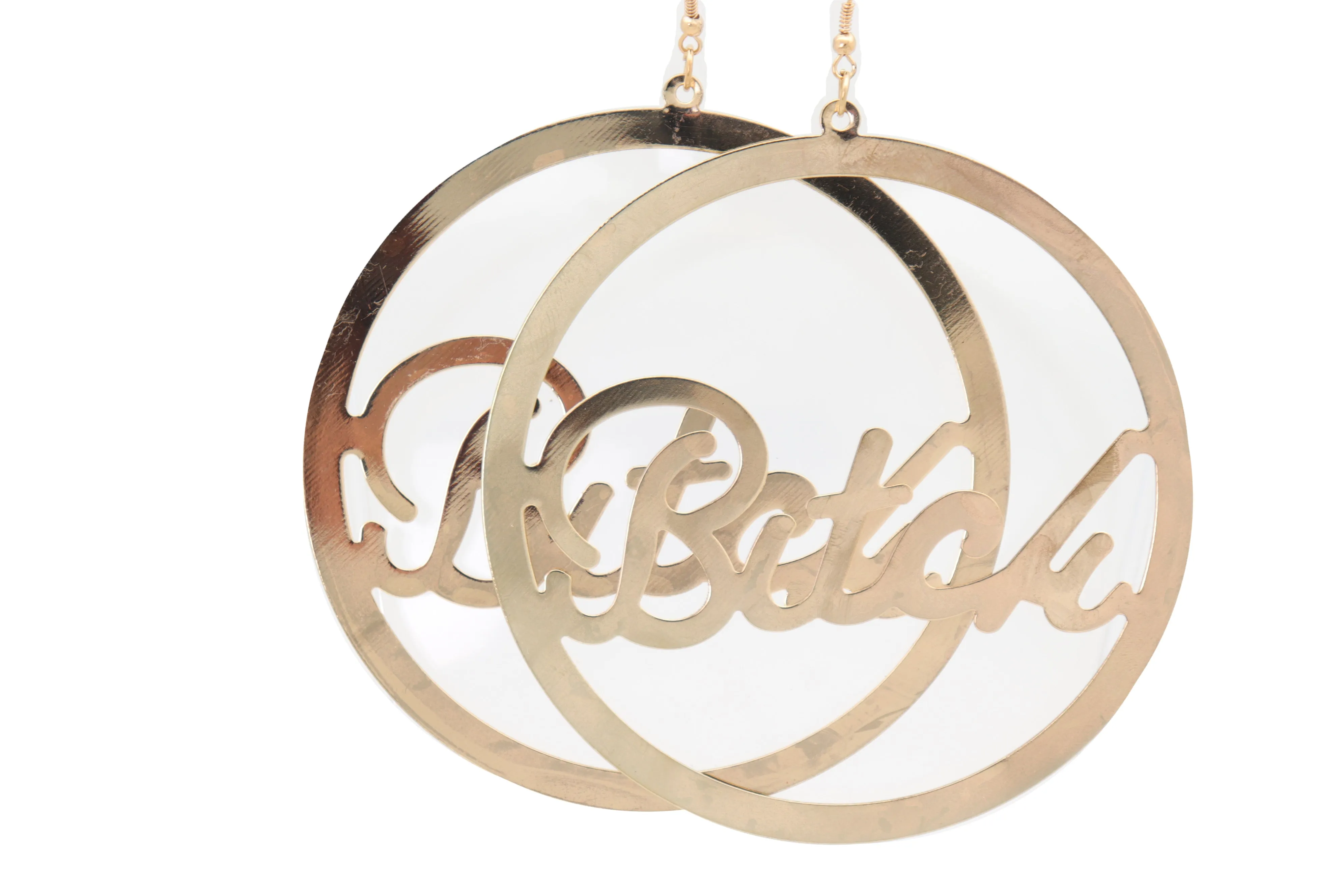 Earrings Set Celebrity Big Hoop Gold Metal BITCH Hip Hop