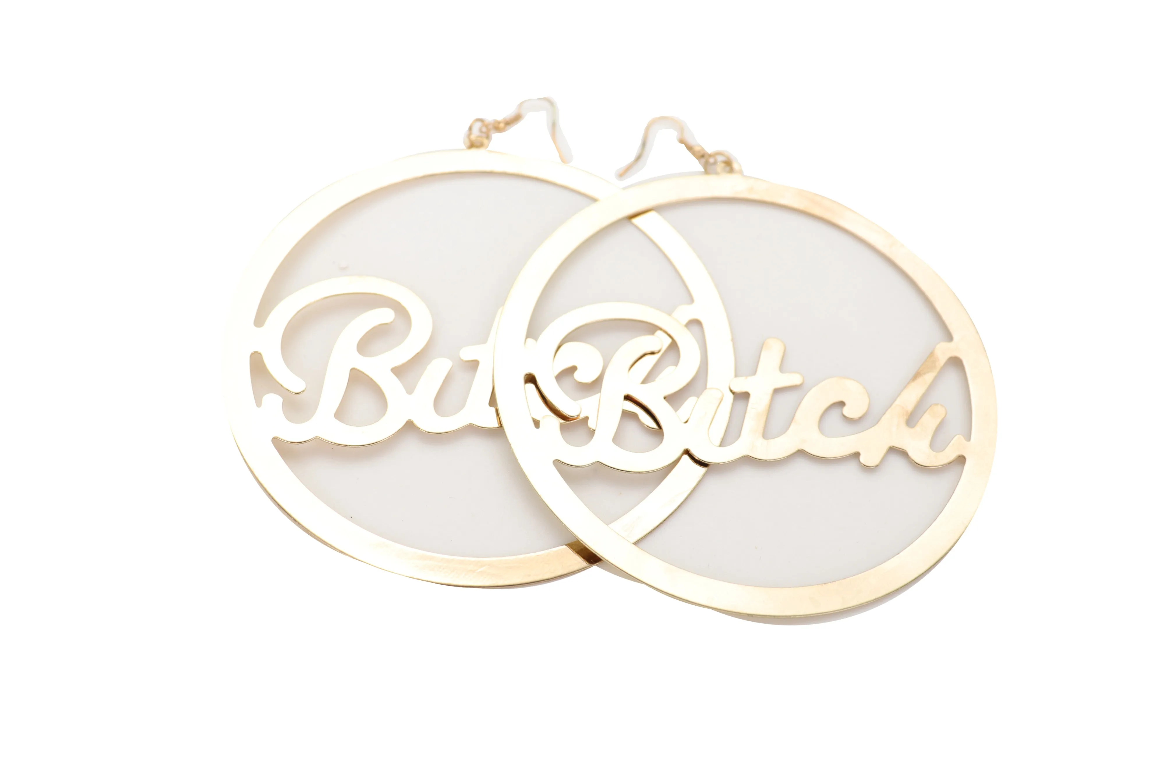 Earrings Set Celebrity Big Hoop Gold Metal BITCH Hip Hop