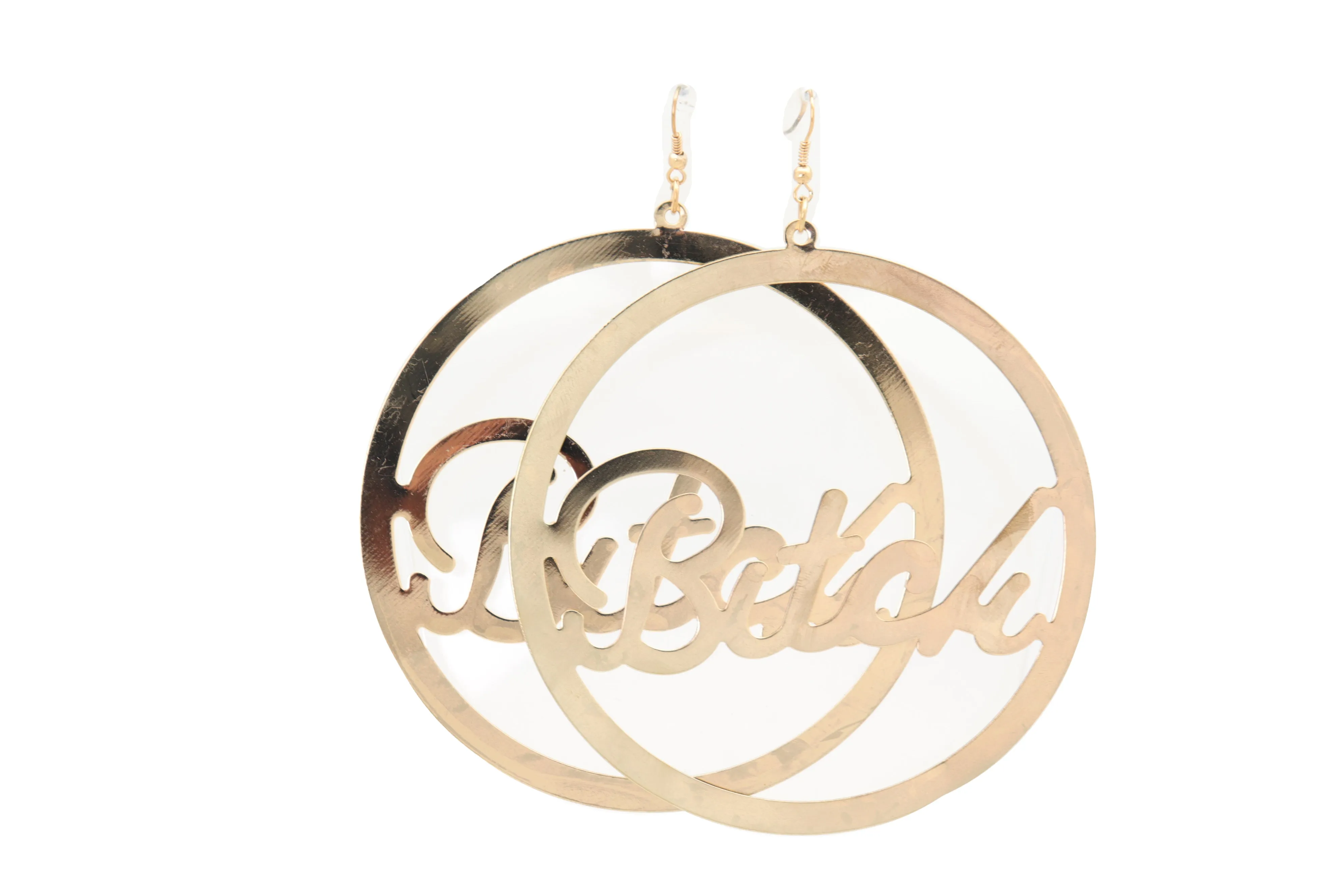 Earrings Set Celebrity Big Hoop Gold Metal BITCH Hip Hop