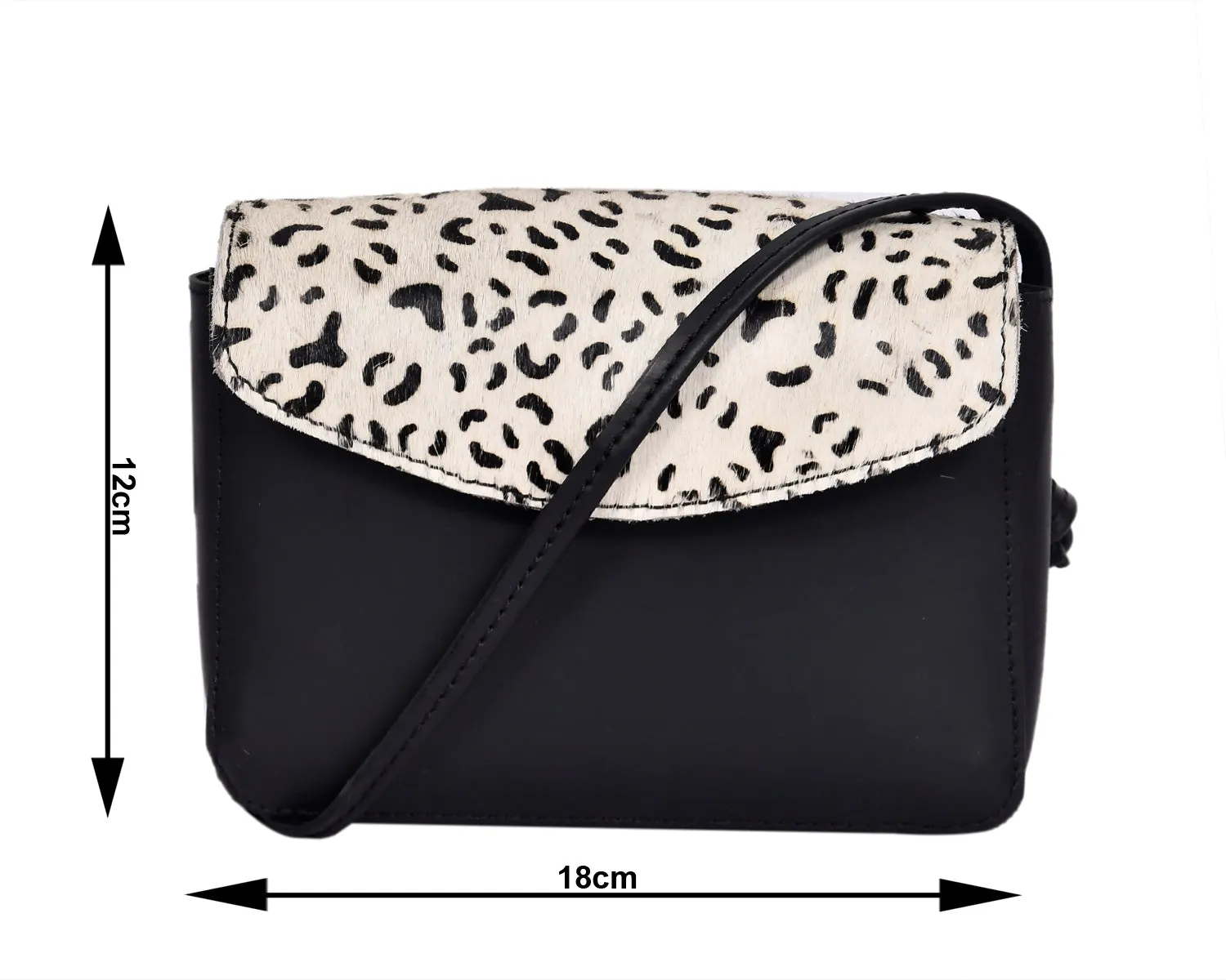 Elegance and Versatility Combined Black Leather Sling Bag with Printed Hair-On. Art: BG-1449