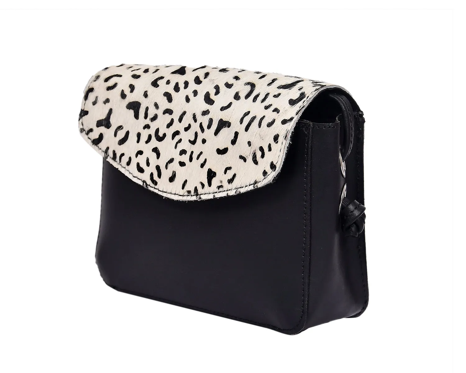 Elegance and Versatility Combined Black Leather Sling Bag with Printed Hair-On. Art: BG-1449