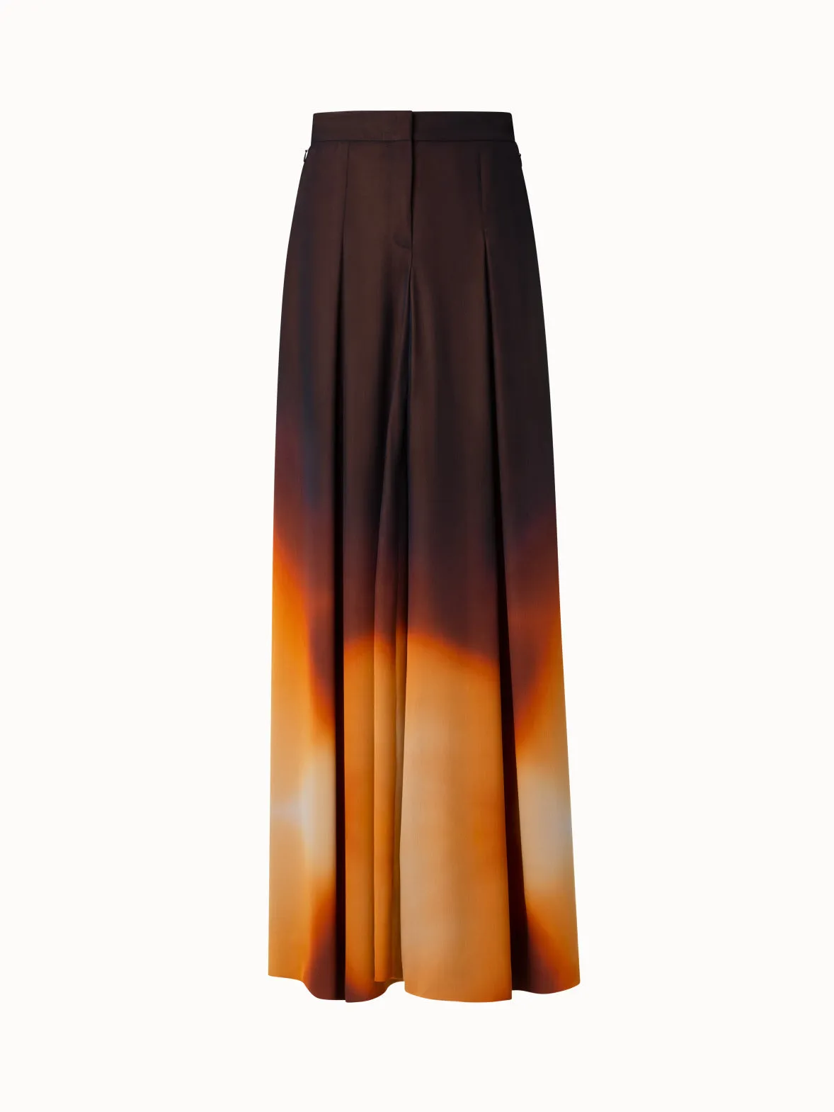 Extra Wide Palazzo Silk Pants with Autumn Twilight Print