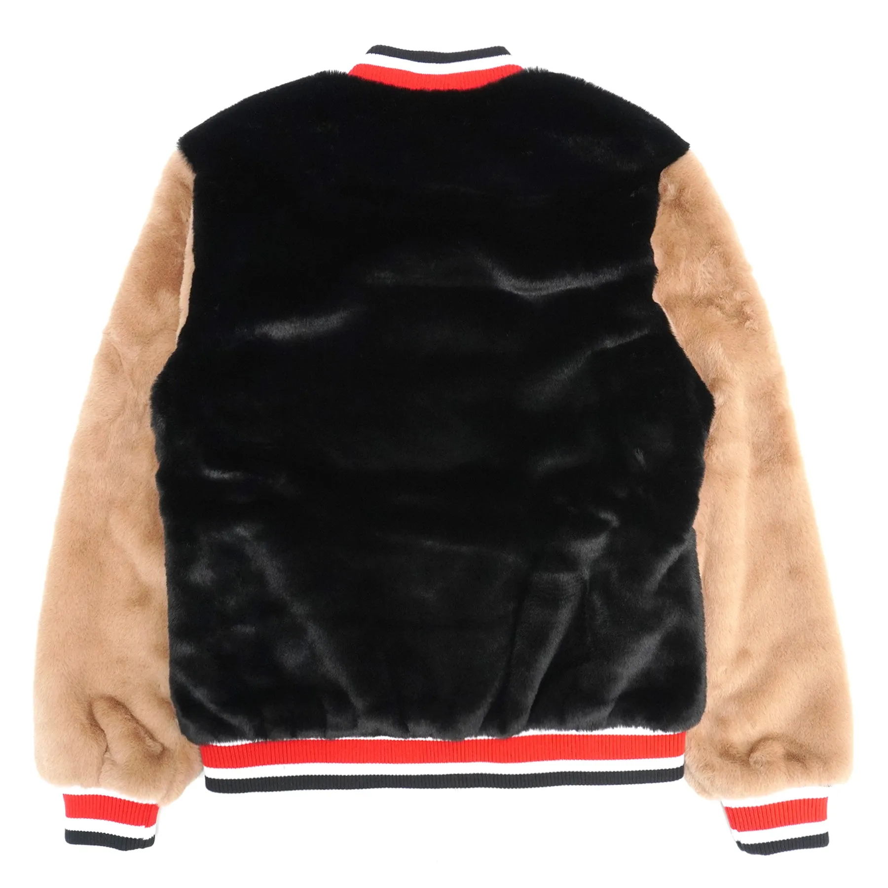 F1010 Marc Rabbit Fur Varsity Jacket - Black