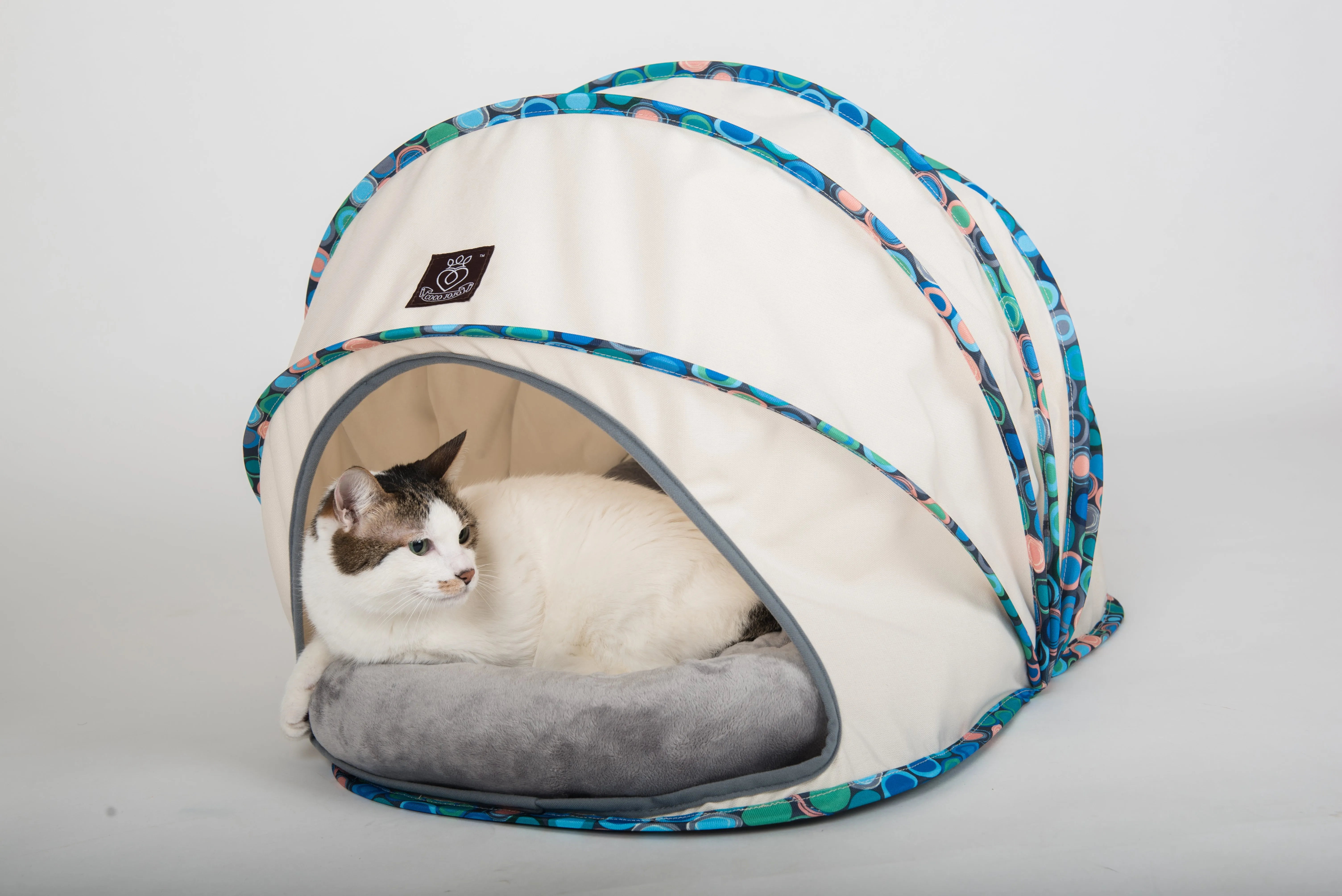 Foldable / Pop Up Cocoon Cave for Dogs, Cats and Companion Animals with Removable Cushion and Convenient Travel Carry Bag, Dog and Cat House with Bed