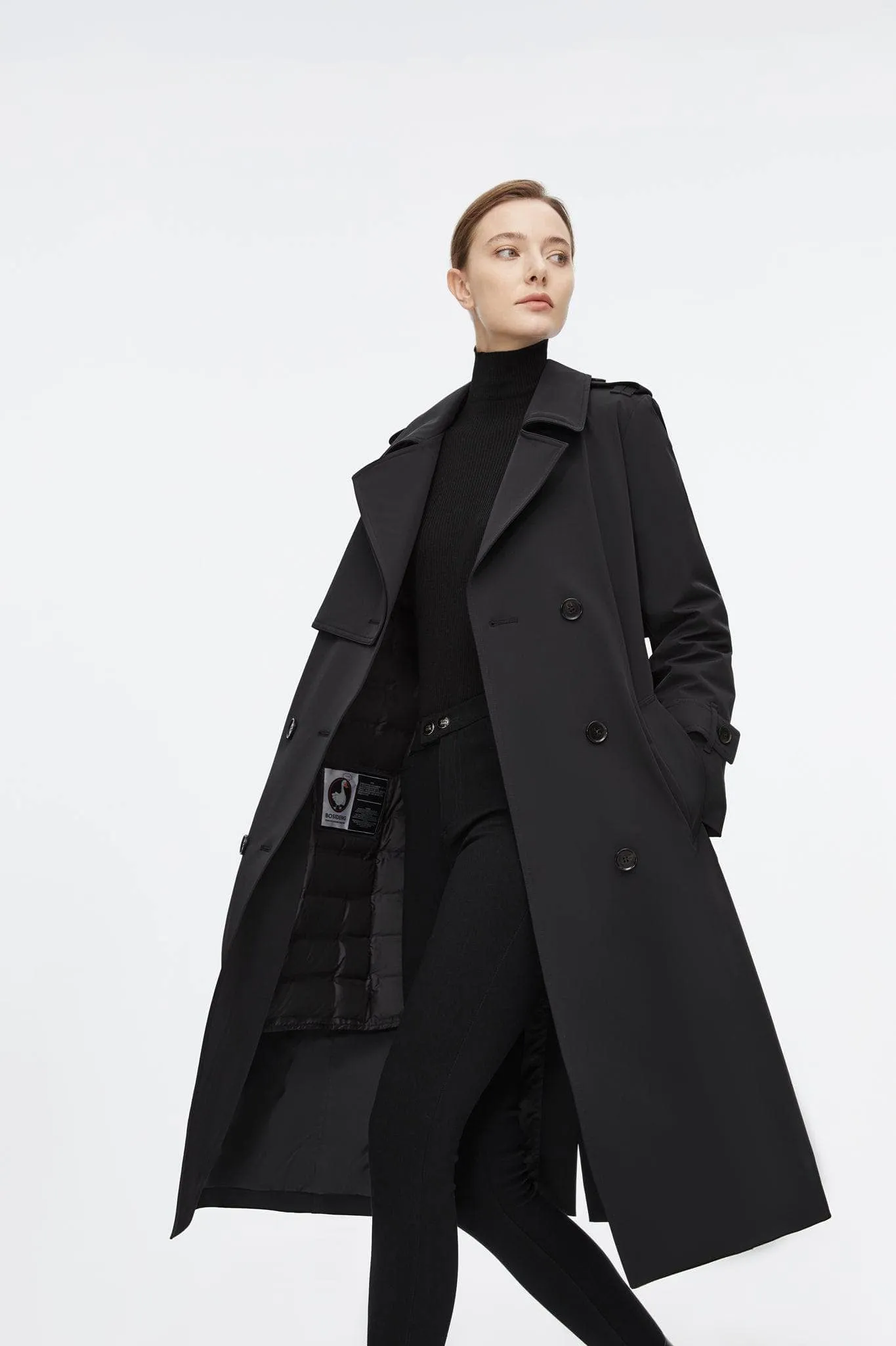 Full Length Detachable Goose Down Trench Coat