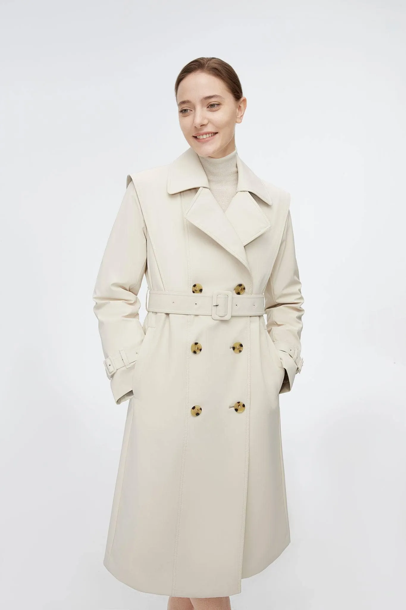 Full Length Detachable Goose Down Trench Coat