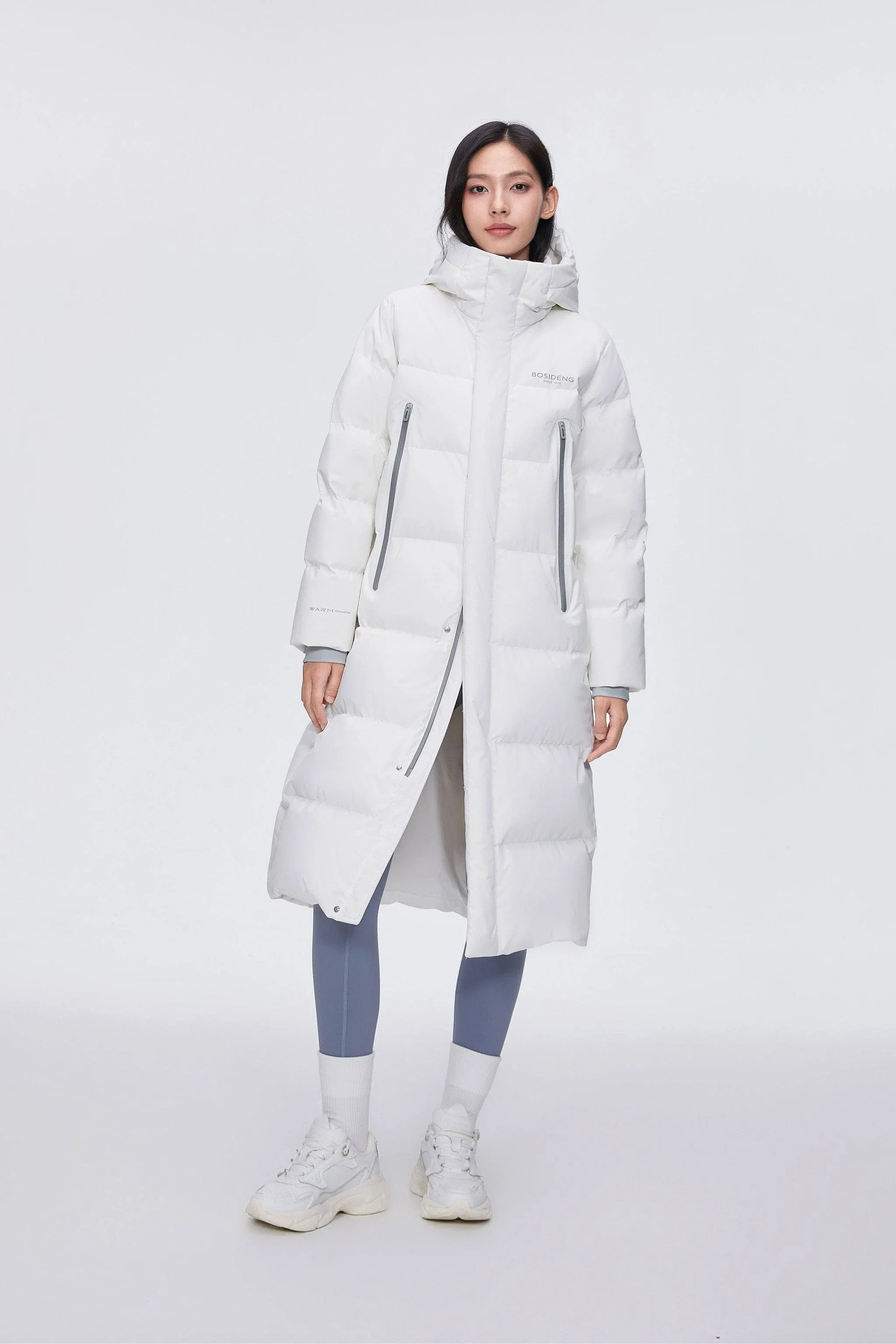 Full Length Sporty Style Hoody Down Coat