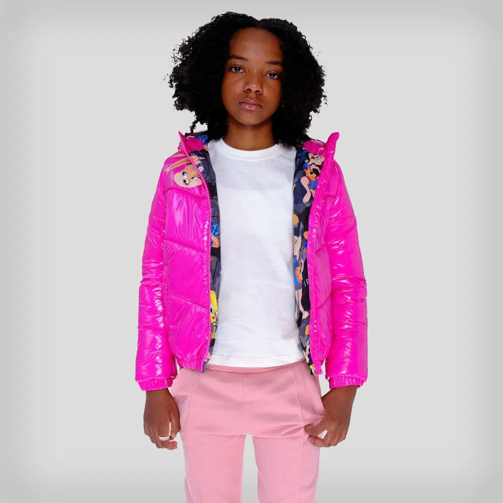 Girl's Cire Puffer with Mash Print Lining Jacket - FINAL SALE