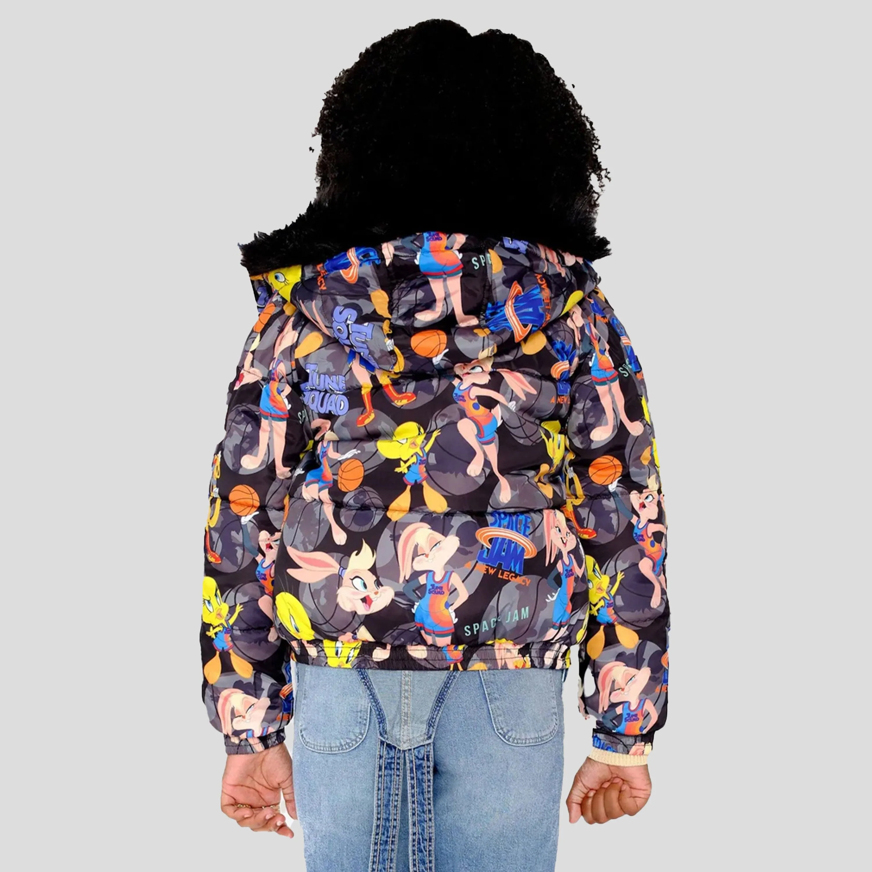 Girl's Heavy Quilted Puffer in New Looney Mash Jacket - FINAL SALE