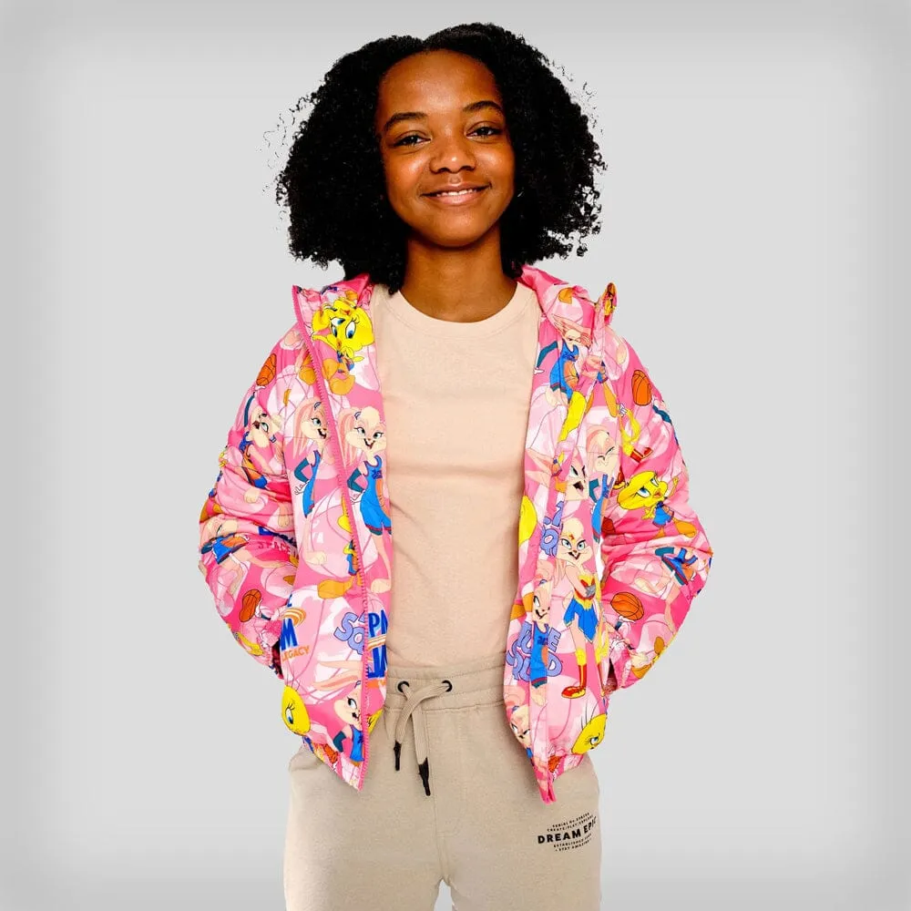 Girl's Heavy Quilted Puffer in New Looney Mash Jacket - FINAL SALE