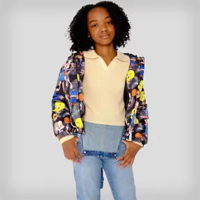 Girl's Heavy Quilted Puffer in New Looney Mash Jacket - FINAL SALE