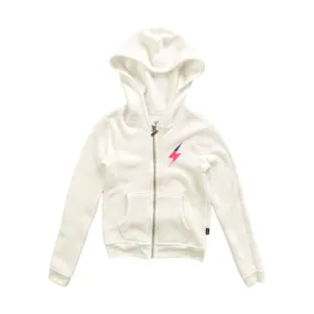 Ivory Hooded Zip Jacket with Ombre Bolt