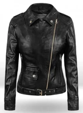 Latest Biker Style Celebrity Leather Jacket For Women, Black Leather Ladies Jacket