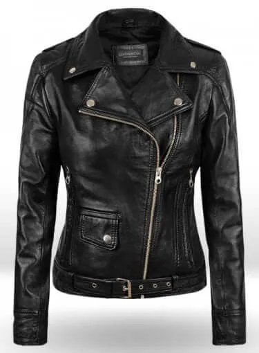 Latest Biker Style Celebrity Leather Jacket For Women, Black Leather Ladies Jacket