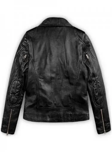 Latest Biker Style Celebrity Leather Jacket For Women, Black Leather Ladies Jacket