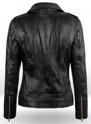 Latest Biker Style Celebrity Leather Jacket For Women, Black Leather Ladies Jacket