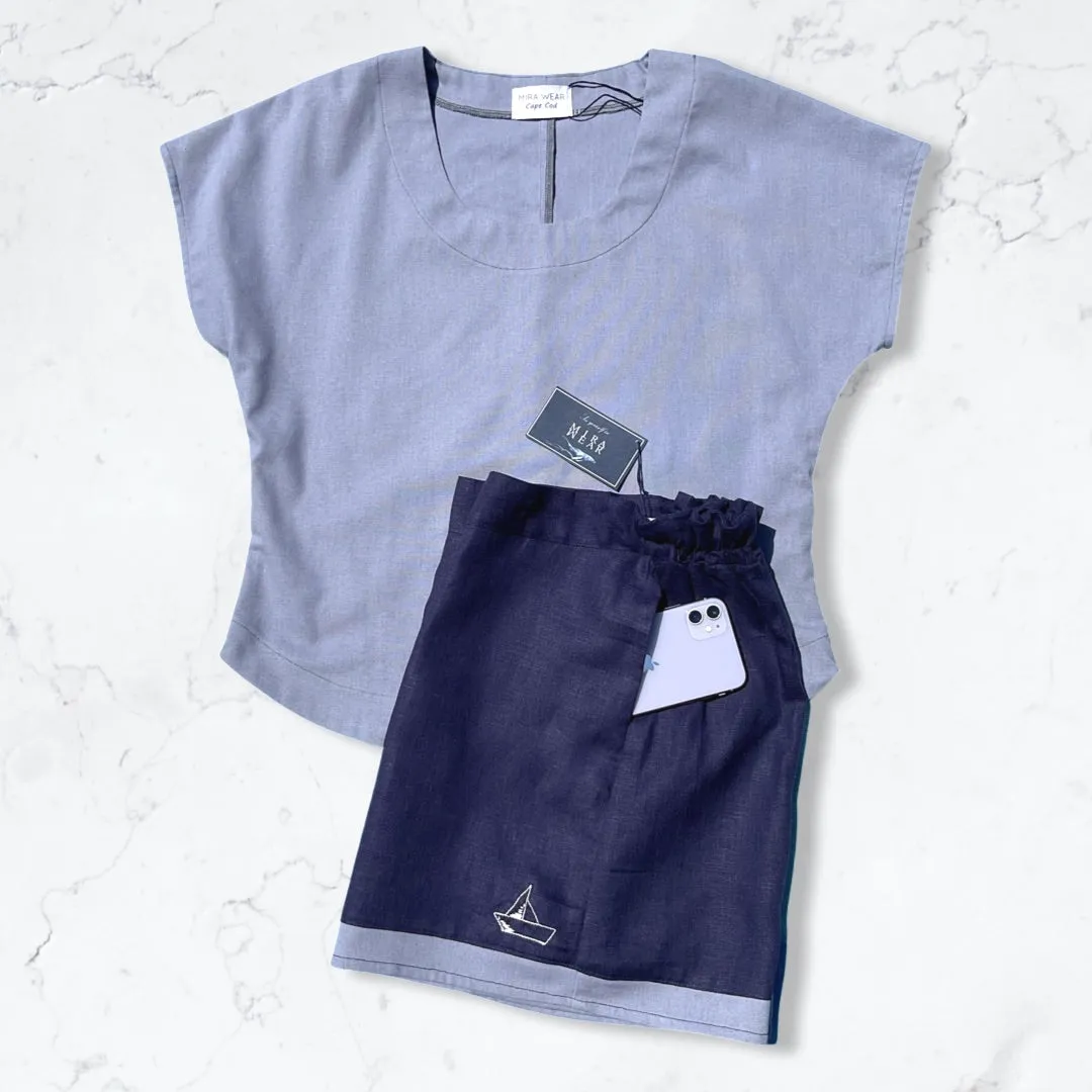 Lavender short sleeve linen shirt