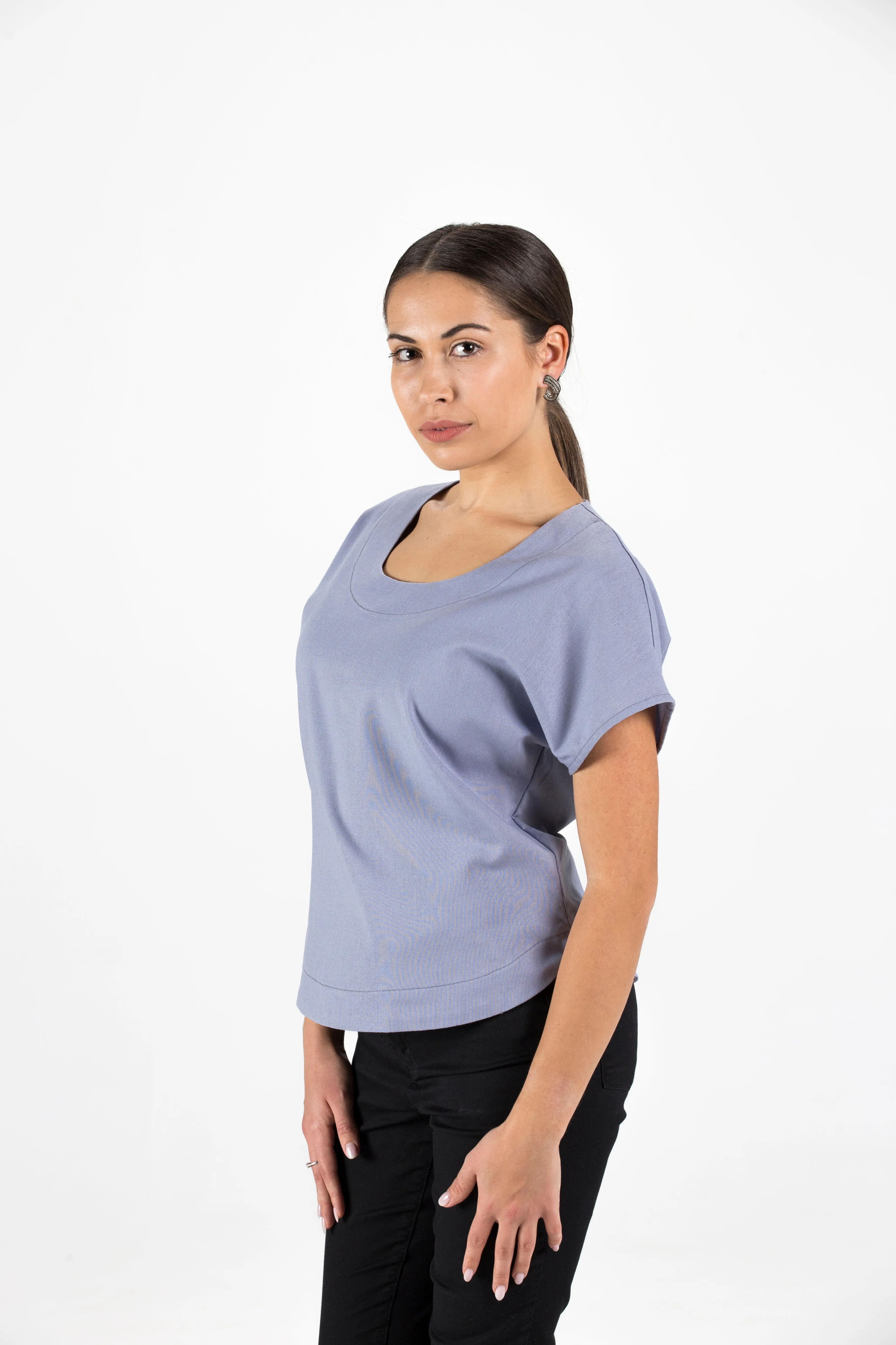 Lavender short sleeve linen shirt