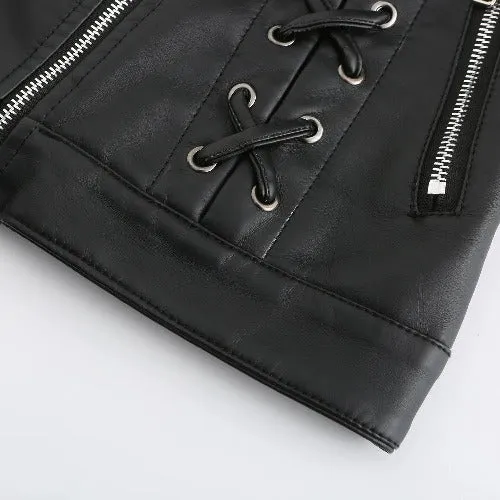 Leather Jacket Spring Autumn Fashionable Leather Clothing Women Coat Premium Leather Jacket Lapel Collar Elegant Trend Coats