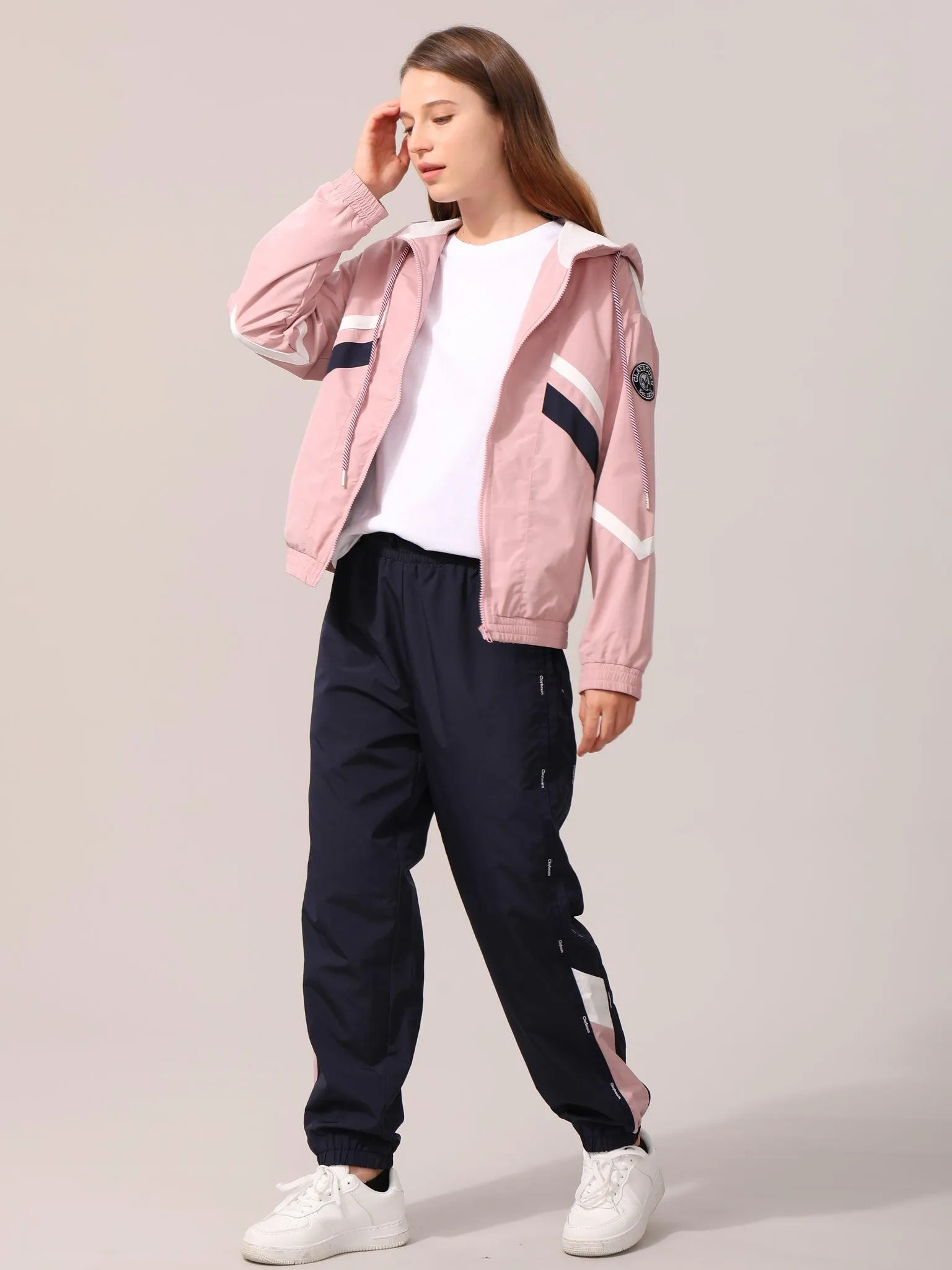 Leisure Colour Block Hooded Jacket