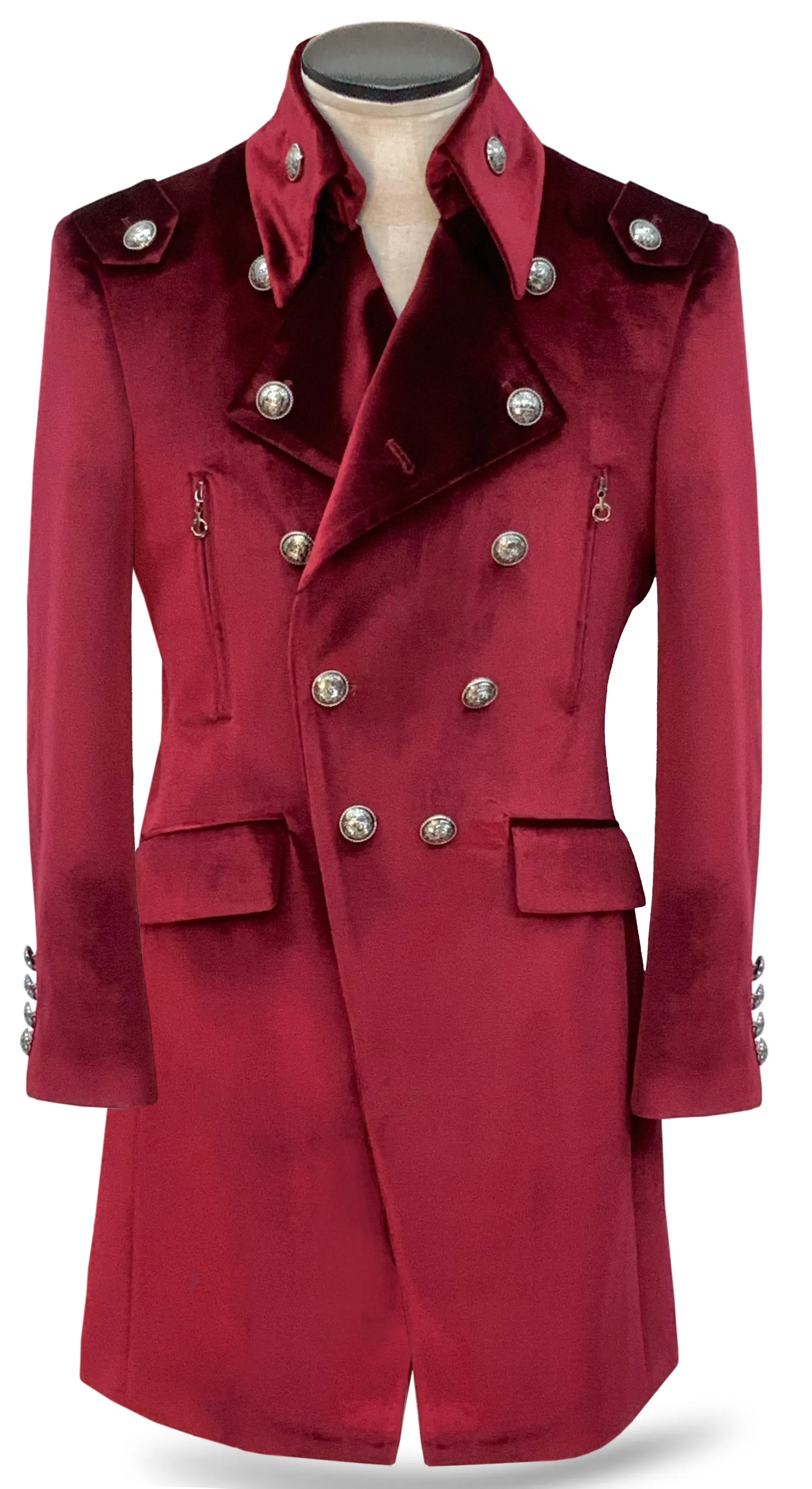 long coat velvet burgundy