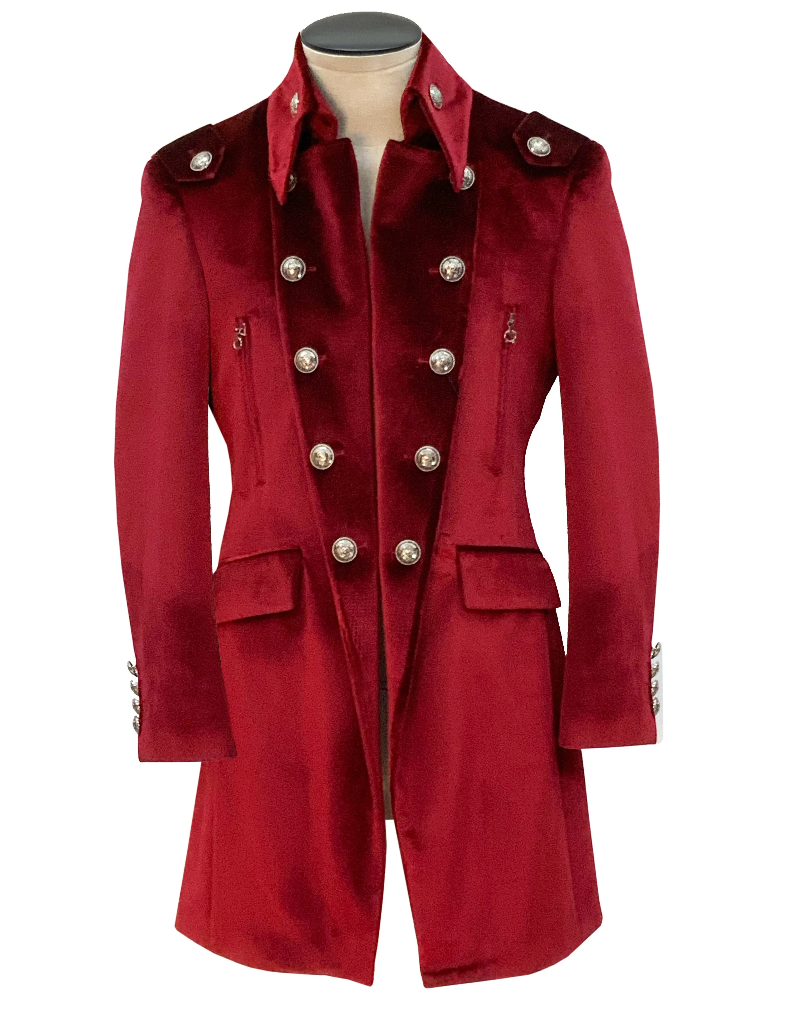 long coat velvet burgundy