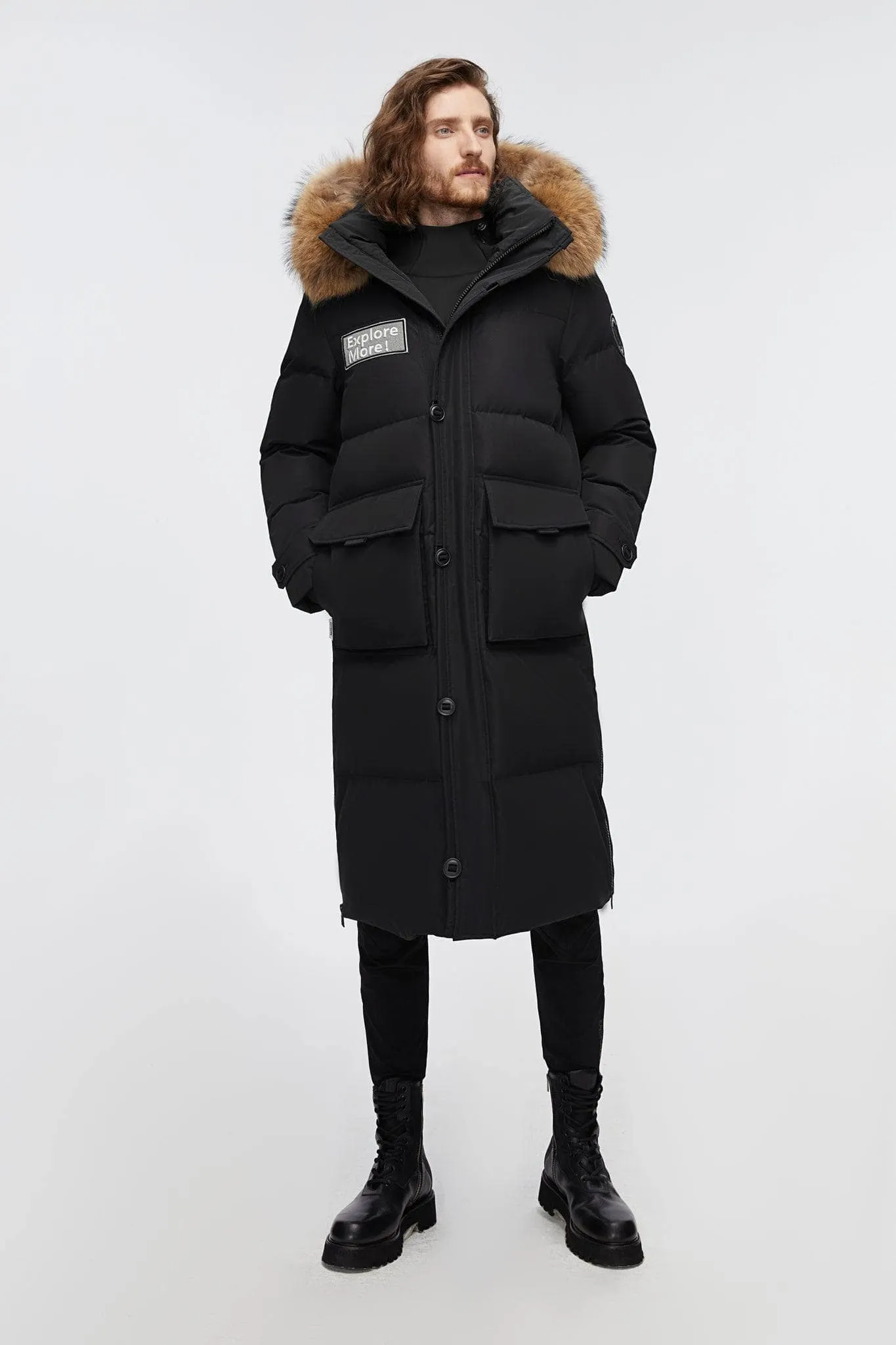 Long Goose Down Jacket With Hood