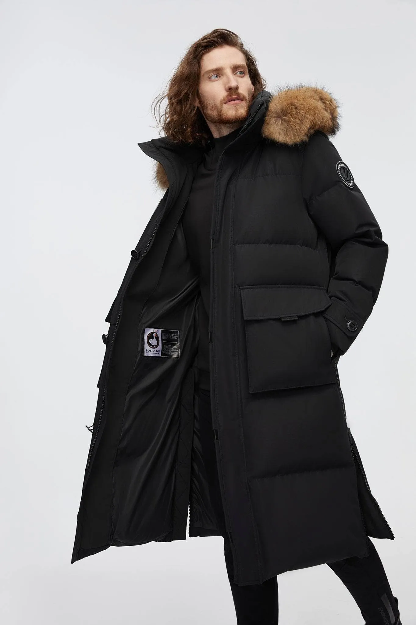 Long Goose Down Jacket With Hood