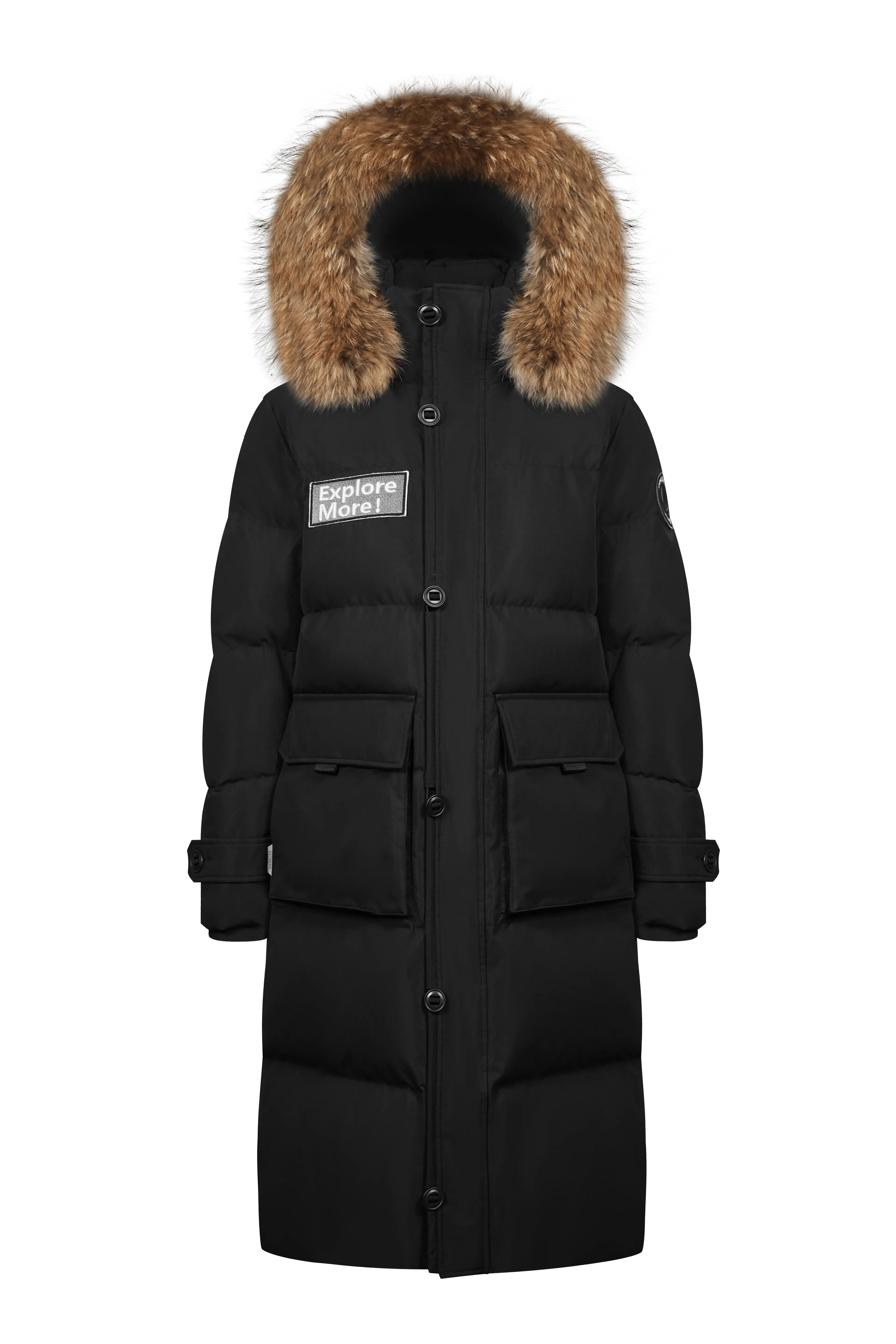 Long Goose Down Jacket With Hood