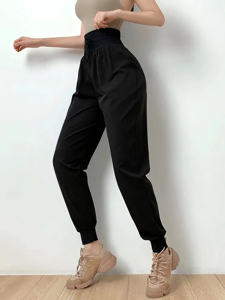 Loose Fit Sport Joggers - Nylon/Spandex Ankle-Length Pants - Yoga & Workout Apparel