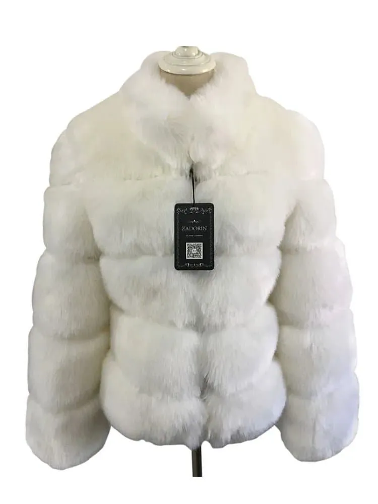 Luxury Faux Fox Fur Coat