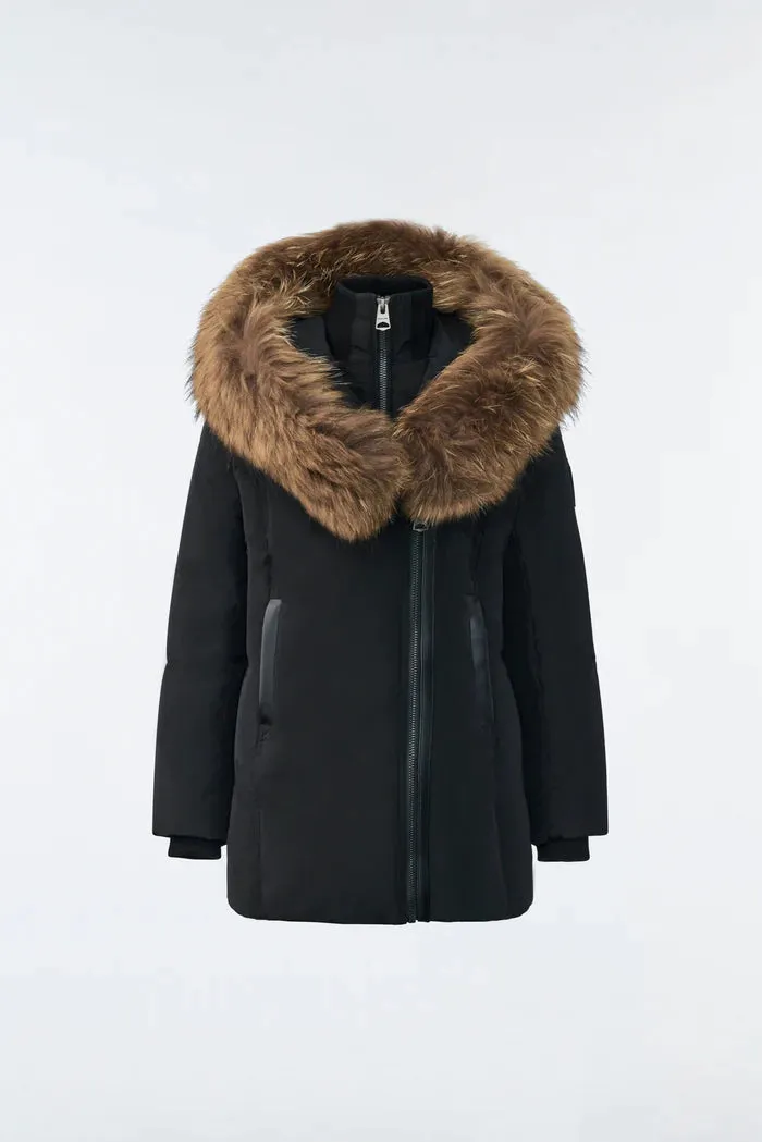 Mackage LEELEE Girls Down Coat with Removable Silver Fox Collar