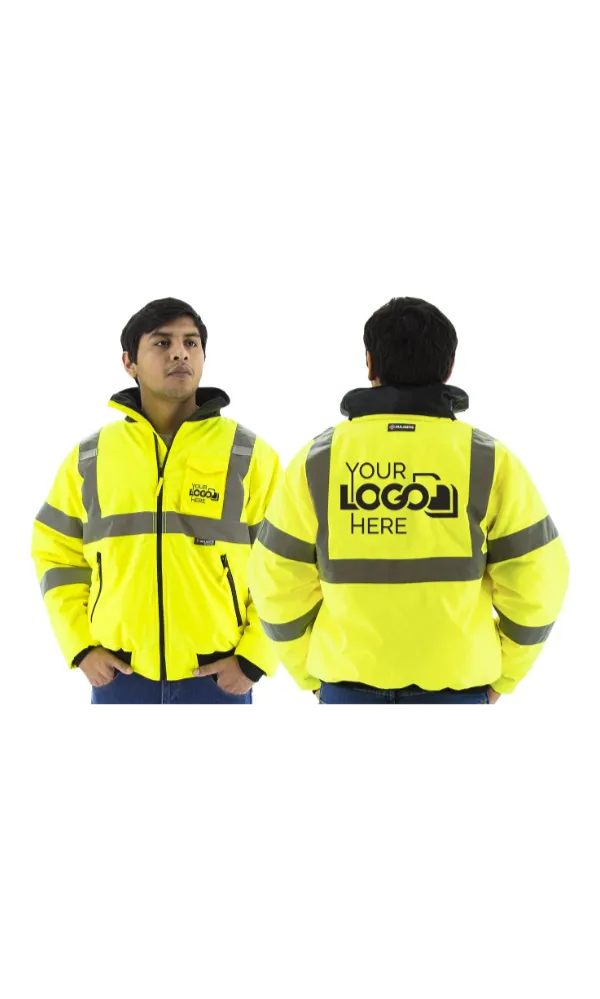 Majestic 75-1300 Hi-Vis Yellow Waterproof Bomber Jacket with Fixed Quilted Liner ANSI 3