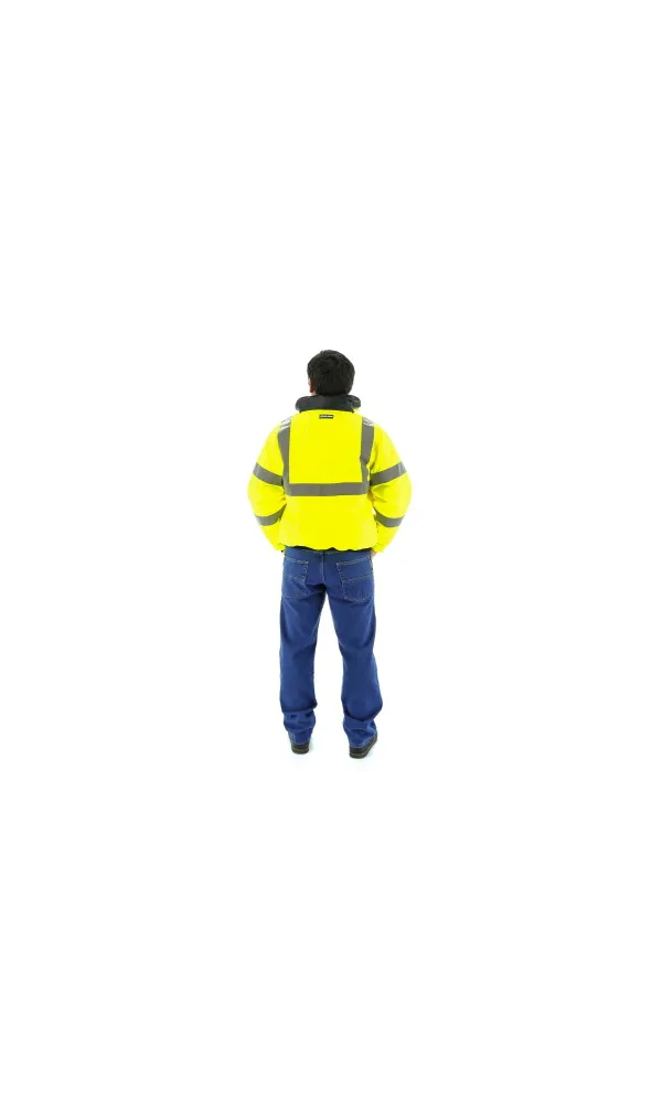 Majestic 75-1300 Hi-Vis Yellow Waterproof Bomber Jacket with Fixed Quilted Liner ANSI 3