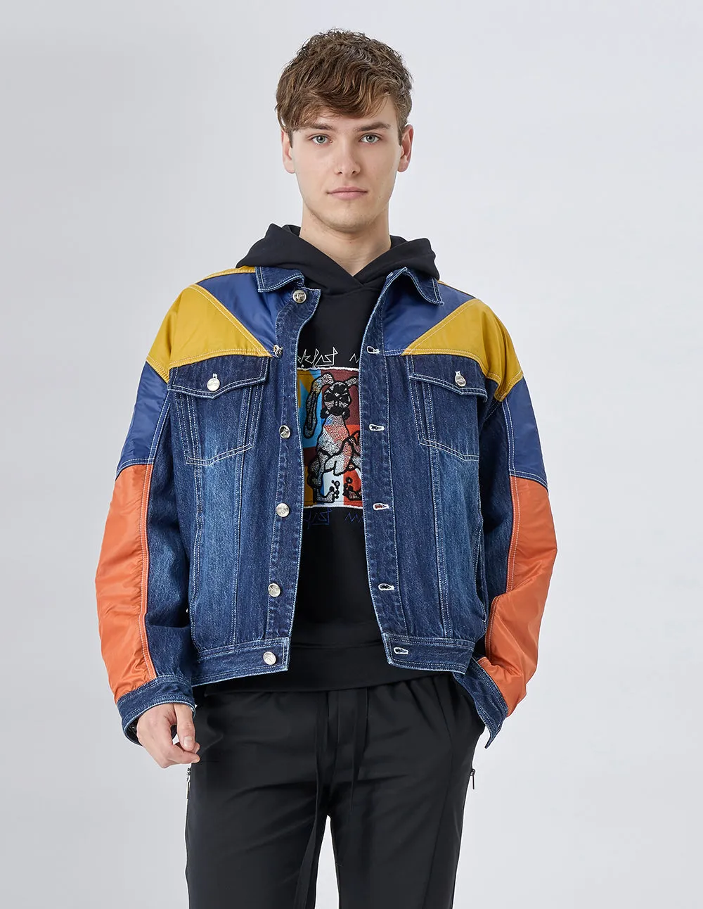 MARK FAST UNISEX DOWN FABRIC PATCH DENIM JACKET