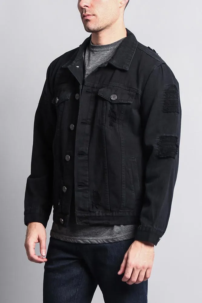 Men's Basic Ripped Jean Jacket