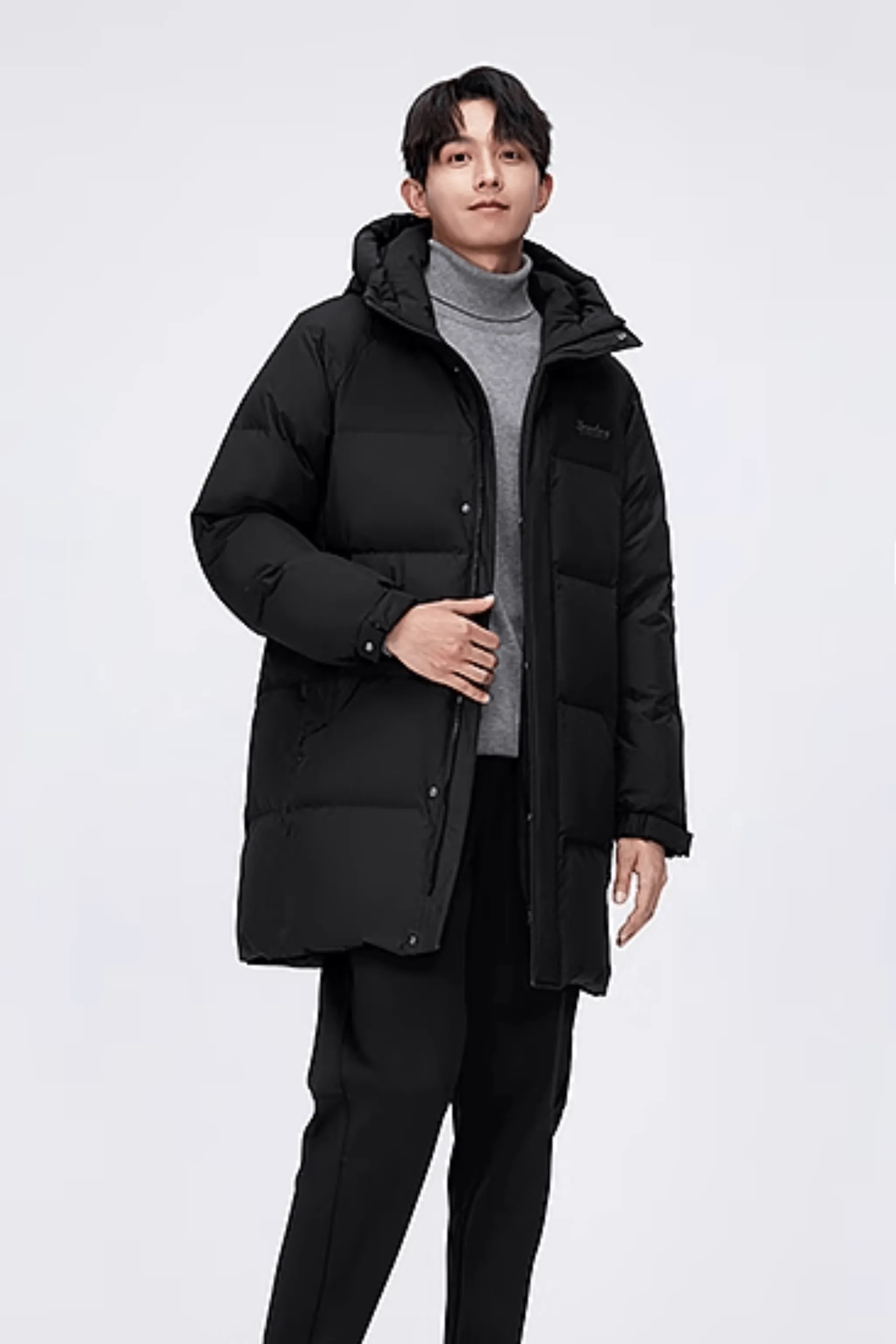 Men’s full-length down coat with hood 5229