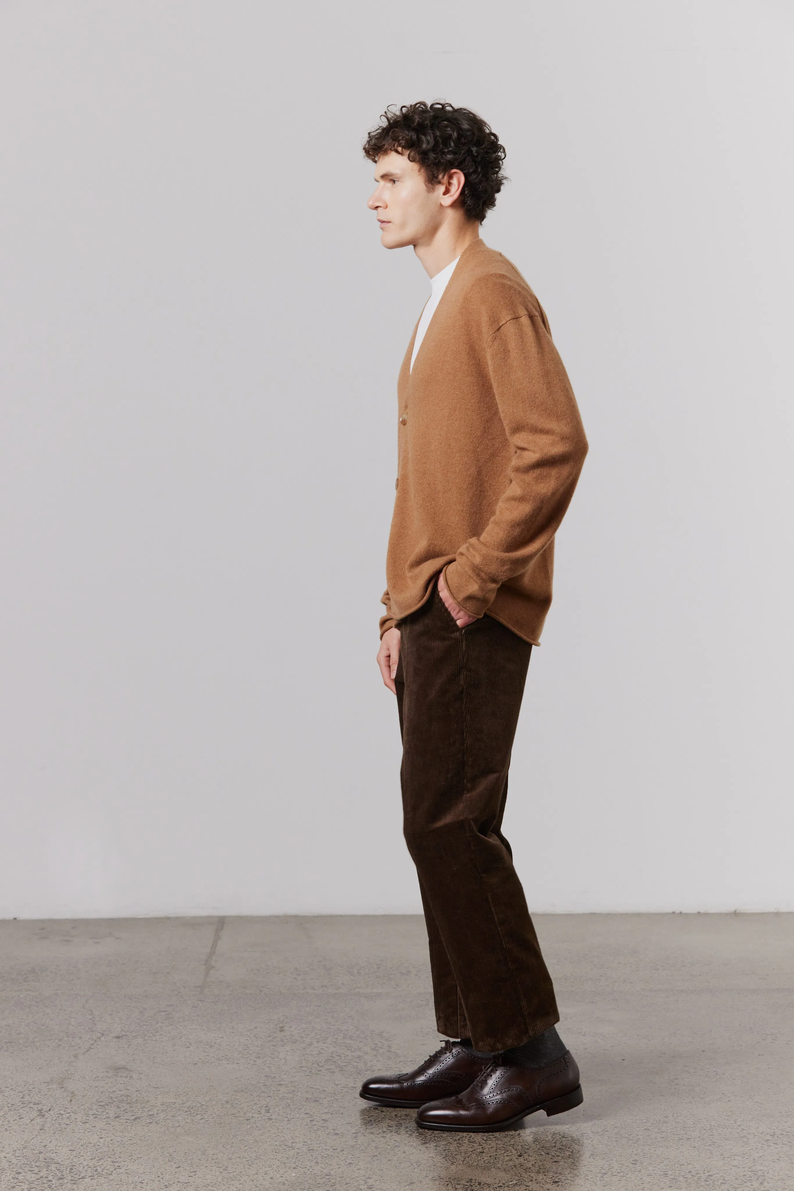 Mens Relaxed Cardigan - Tan