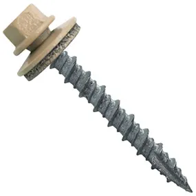 Metal Roofing Screws: (1000) 10 x 1-1/2"  Tan Hex Head Sheet Metal Roof Screw. Self Starting Metal to Wood siding Screws. EPDM Washer. Colored Head