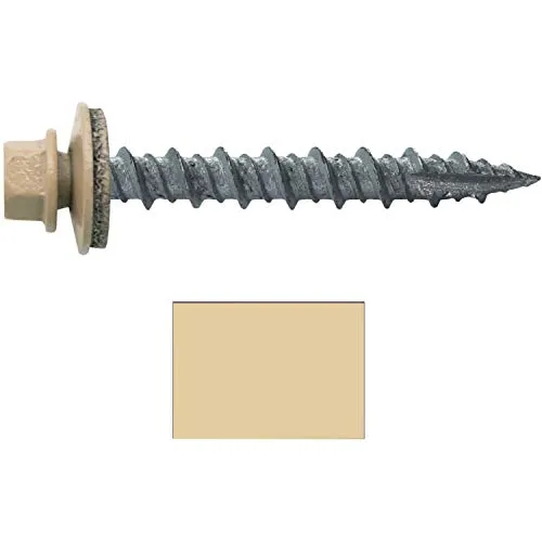 Metal Roofing Screws: (1000) 10 x 1-1/2"  Tan Hex Head Sheet Metal Roof Screw. Self Starting Metal to Wood siding Screws. EPDM Washer. Colored Head