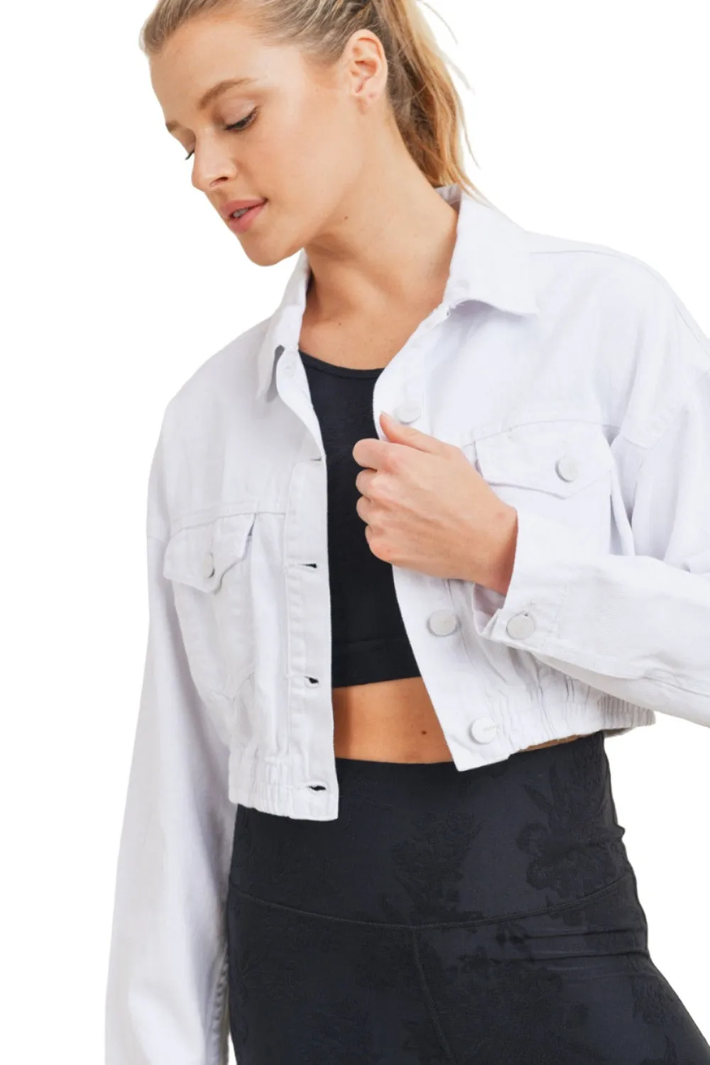 Mono B Crop White Denim Jacket KJ11743