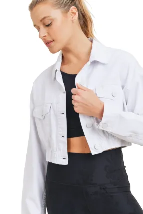 Mono B Crop White Denim Jacket KJ11743