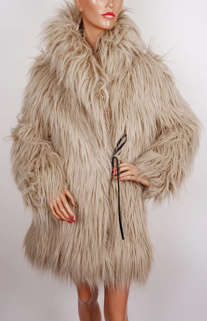 Moschino Mongolian Lamb Faux Fur Coat Ladies Size 8