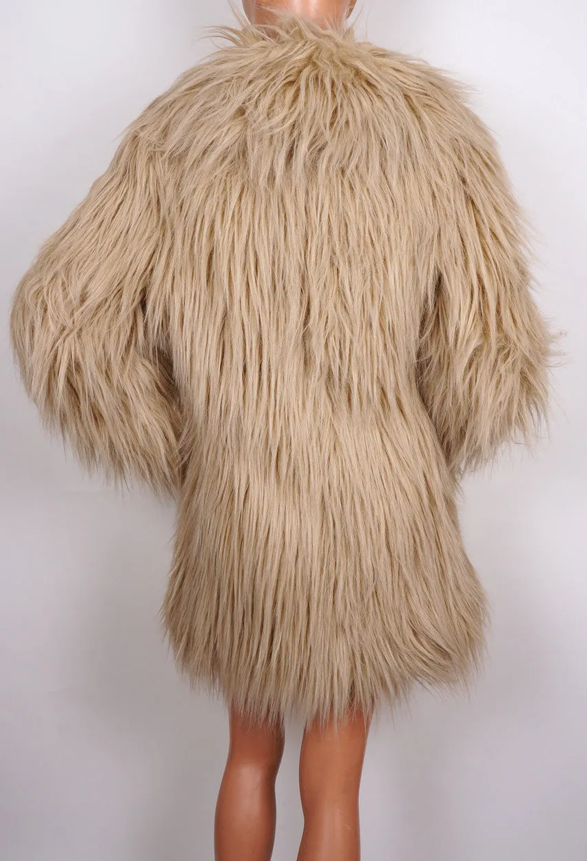 Moschino Mongolian Lamb Faux Fur Coat Ladies Size 8